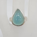 Sterling Silver Teardrop / Pear Shape Chalcedony Bezel Set Ring