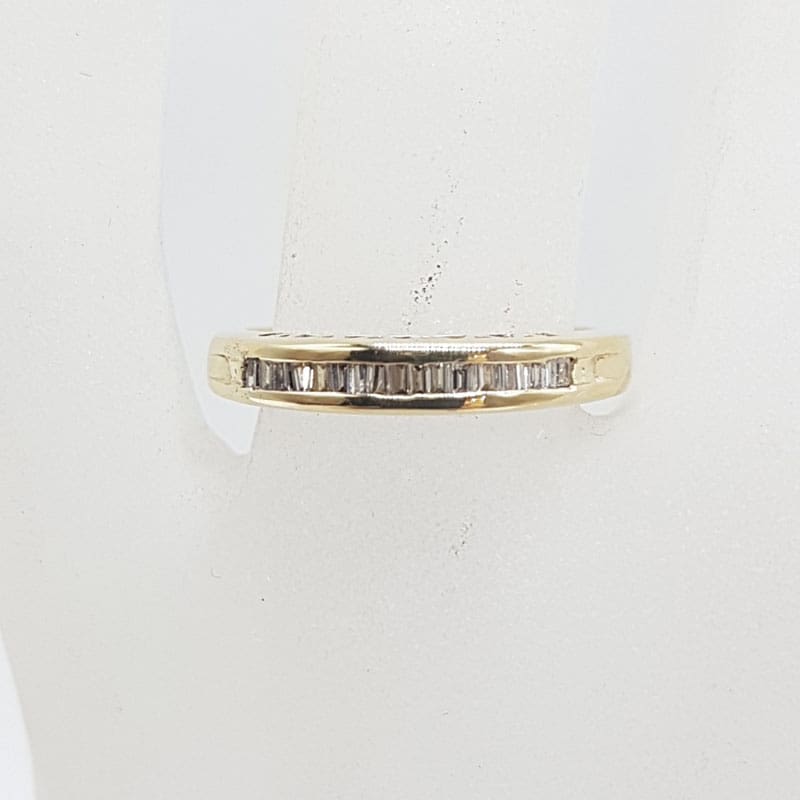 9ct Yellow Gold Baguette Diamonds Channel Set Eternity Ring / Wedding Band