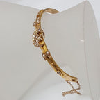 9ct Yellow Gold Victorian Crescent Moon and Star Seed Pearl Hinged Bangle - Antique / Vintage
