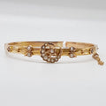 9ct Yellow Gold Victorian Crescent Moon and Star Seed Pearl Hinged Bangle - Antique / Vintage