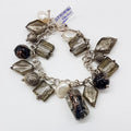Sterling Silver Multi-Charm Bracelet Includes Glass and Pearl Charms - Vintage