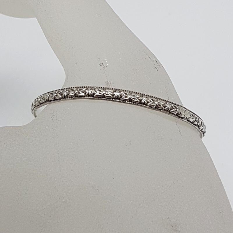 Sterling Silver Ornate Design Adjustable Baby Bangle - Antique / Vintage