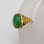 22ct Yellow Gold Natural Jade with Enamel Antique / Vintage Oval Ring