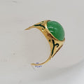 22ct Yellow Gold Natural Jade with Enamel Antique / Vintage Oval Ring
