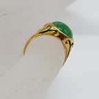 22ct Yellow Gold Natural Jade with Enamel Antique / Vintage Oval Ring