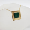 9ct Yellow Gold Square Malachite Pendant on Necklace / Chain