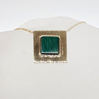9ct Yellow Gold Square Malachite Pendant on Necklace / Chain