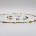 9ct Yellow Gold Multi-Coloured Crystal Beads Necklace / Chain and Bracelet Set
