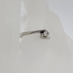 18ct White Gold Diamond Solitaire Curved Engagement Ring / Dress Ring - Vintage