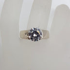 Sterling Silver Round Cubic Zirconia Wide Band Ring