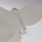 Sterling Silver Hexagonal Open Design Cuff Bangle