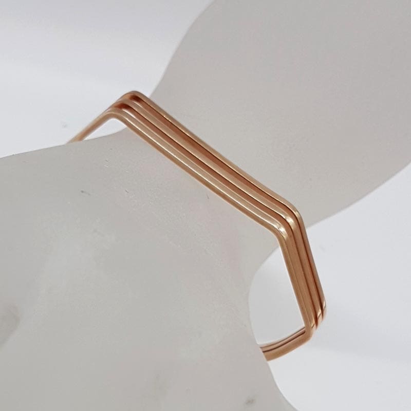 Sterling Silver Hexagonal Open Design Cuff Bangle  with Rose Plating
