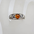 Sterling Silver Natural Amber Lucky Elephant Motif Ring