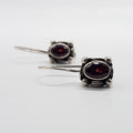 Sterling Silver Oval Garnet Ornate Earrings