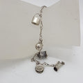 800 Silver Fine 7 Charms Bracelet - Vintage / Antique - Includes Birdcage and Drum Charm