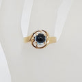 9ct Yellow Gold Round Cabochon Cut Topaz in Twist Design Ring - Vintage