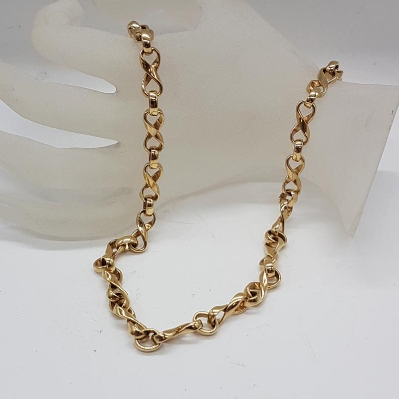 9ct Yellow Gold Heavy Unusual Twist Link Chain / Necklace
