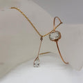 9ct Yellow Gold Aquamarine Bangle with matching Lavalier Drop Necklace /Chain - Set- Antique / Vintage