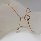 9ct Yellow Gold Aquamarine Bangle with matching Lavalier Drop Necklace /Chain - Set- Antique / Vintage