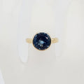 9ct Yellow Gold London Blue Topaz Round Bezel Set Ring
