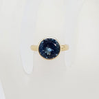 9ct Yellow Gold London Blue Topaz Round Bezel Set Ring