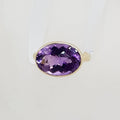 9ct Yellow Gold Amethyst Large / High Oval Bezel Set Ring