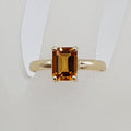 9ct Yellow Gold Citrine Rectangular Claw Set Ring