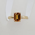 9ct Yellow Gold Citrine Rectangular Claw Set Ring