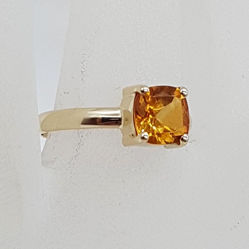 9ct Yellow Gold Citrine Square Claw Set Ring