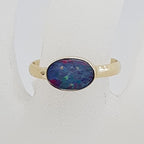 9ct Yellow Gold Opal Oval Bezel Set Ring