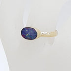 9ct Yellow Gold Opal Oval Bezel Set Ring