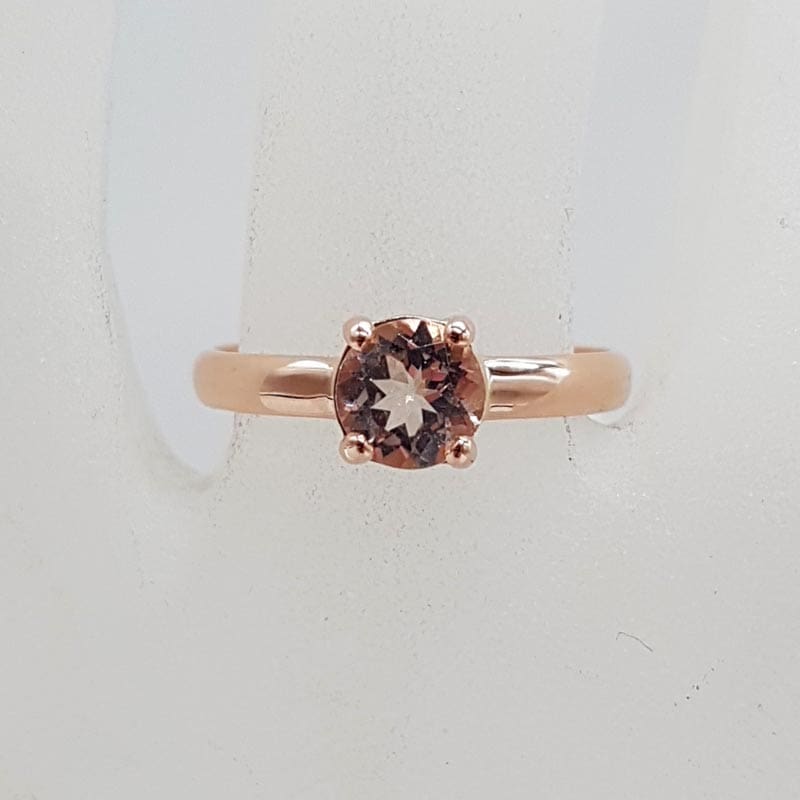 9ct Rose Gold Morganite Round Claw Set Ring