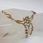 15ct Yellow Gold Aquamarine and Seed Pearl Ornate Lavalier Ornate Drop Necklace / Chain - Antique / Vintage