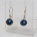 9ct Yellow Gold London Blue Topaz Round Bezel Set Drop Earrings