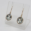 9ct Yellow Gold Green Amethyst / Prasiolite Oval Bezel Set Drop Earrings