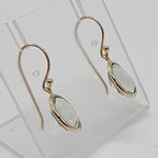 9ct Yellow Gold Green Amethyst / Prasiolite Oval Bezel Set Drop Earrings