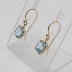 9ct Yellow Gold Square Blue Topaz Drop Earrings