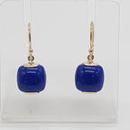 9ct Yellow Gold Lapis Lazuli Square Drop Earrings