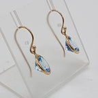 9ct Yellow Gold Topaz Round Bezel Set Drop Earrings