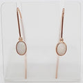 9ct Rose Gold Solid Opal White Bezel Set Long Drop Earrings - COOPER PEDY