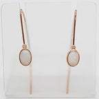 9ct Rose Gold Solid Opal White Bezel Set Long Drop Earrings - COOPER PEDY