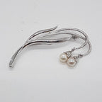 Sterling Silver Pearl Drop Lily of the Valley Brooch - Antique / Vintage