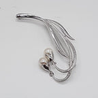 Sterling Silver Pearl Drop Lily of the Valley Brooch - Antique / Vintage