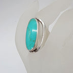 Sterling Silver Long Oval Turquoise Ring