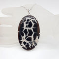 Sterling Silver Septarian Nodules / Dragon Stone Very Large Oval Pendant on Silver Chain