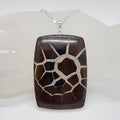 Sterling Silver Septarian Nodules / Dragon Stone Very Large Rectangular Pendant on Silver Chain
