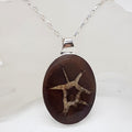 Sterling Silver Septarian Nodules / Dragon Stone Large Oval Pendant on Silver Chain