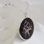 Sterling Silver Septarian Nodules / Dragon Stone Very Large Round Pendant on Silver Chain