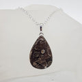 Sterling Silver Turritella Agate Fossil Large Teardrop / Pear Shaped Pendant on Silver Chain