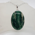 Sterling Silver Aventurine Oval Large Pendant on Silver Chain